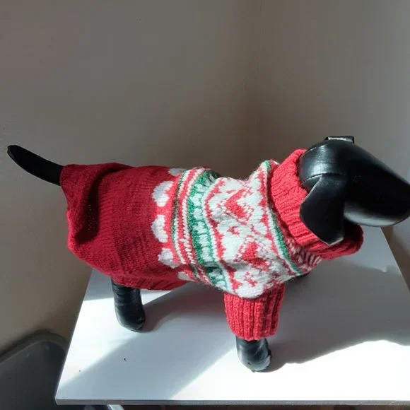 Christmas dog sweater red. For small dogs. - Picture 2 of 7